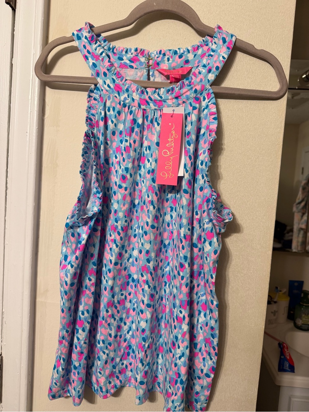 Lilly Pulitzer Womens Blue & Pink Printed Halter Blouse